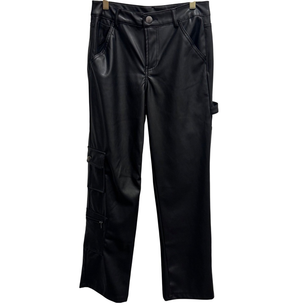 Fashion Nova Faux Leather Cargo Pocket Pants Black Size Medium NWT